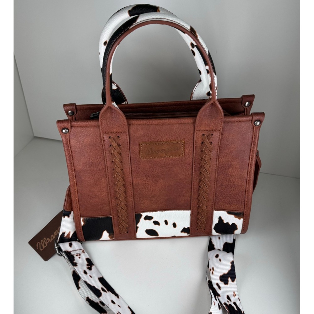 NEW Wrangler Cow Printed Brown Leather Concealed Carry Purse Western NWT 8120Sbr